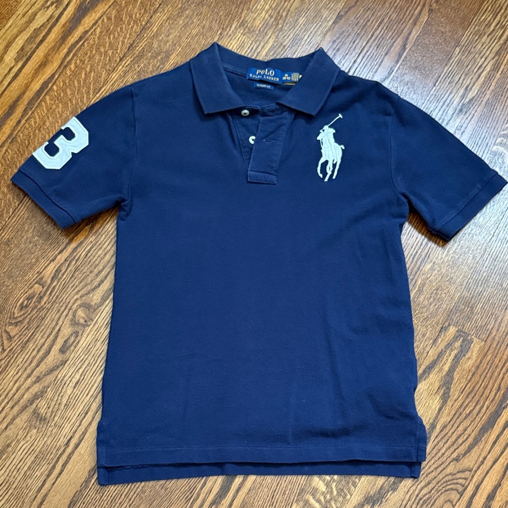 Polo by Ralph Lauren Kids' Classic White and Navy Polos - Picture 3 of 7